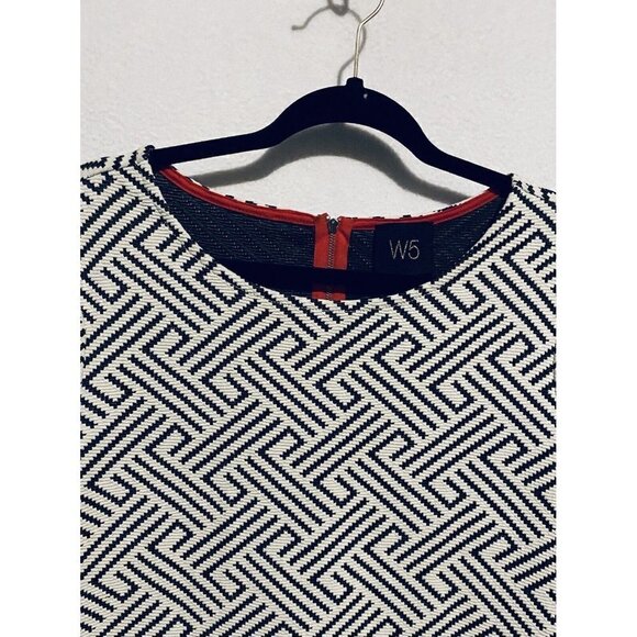 Anthropologie W5 Top Womens Medium Split Back Textured Print 3/4 Sleeve Gray - Picture 2 of 6